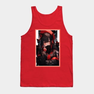 Aesthetic Anime Girl Red White Black | Quality Aesthetic Anime Design | Chibi Manga Anime Art Tank Top